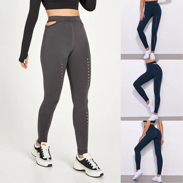 Pantaloni Donna Ciclismo Elastici Cavi Slim Fit Colore Solido Sport Elegante