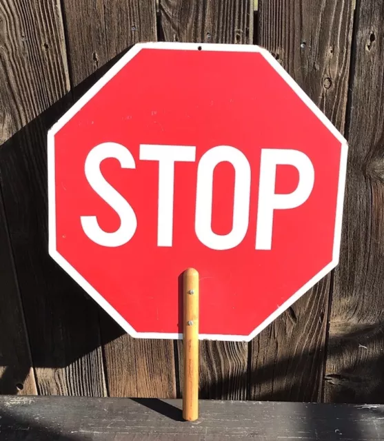 Vintage Stop-Slow Traffic/Construction/ School Crossing Guard Paddle Sign