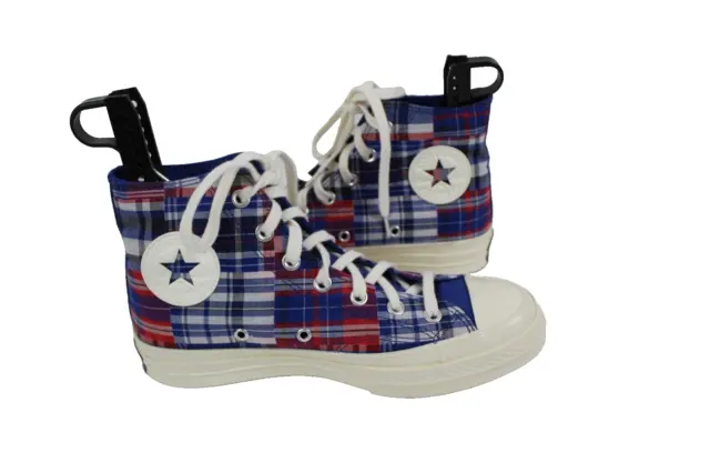 Converse All Star Chuck 70 High Top Sneakers Blue Red Plaid NEW Mens 6 Womens 8