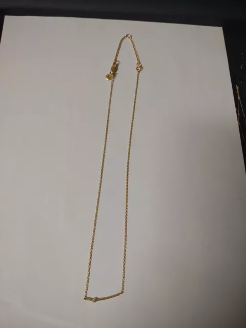 Mariell Gold-tone 18" Necklace Curved Bar Pendant With Small CZ Stone