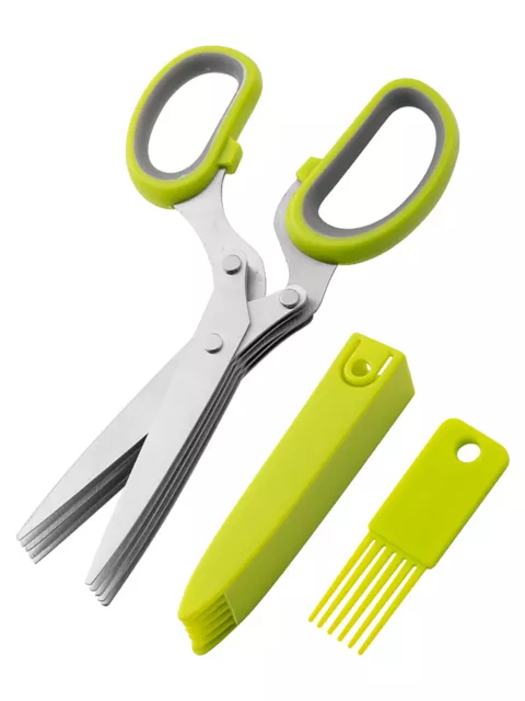 Stainless Steel Vegetable Scissors 5 Blades Scallion Scissor Herb Onion Cutter