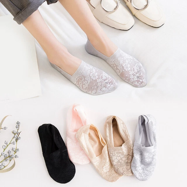 Womens Lace Invisible Socks Low Cut No Show Anti-slip Thin Hosiery Boat Socks