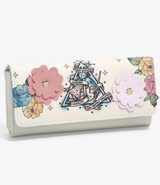 Harry Potter Deathly Hallows Logo Floral Wallet