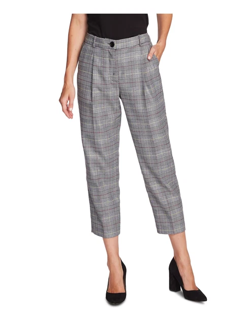 VINCE CAMUTO Womens Gray Plaid Straight leg Pants Size: 14 VINCE CAMUTO Womens Gray Plaid Straight leg Pants Size: 14