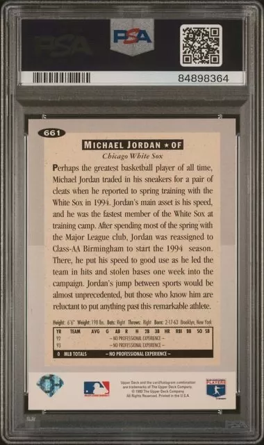 1994 COLLECTORS CHOICE #661 Michael Jordan Rookie RC PSA 9 MINT! New ...
