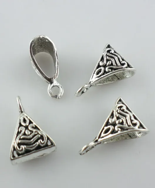 60pcs Tibetan silver triangle Connectors Spacer Beads Bails Charms Pendant