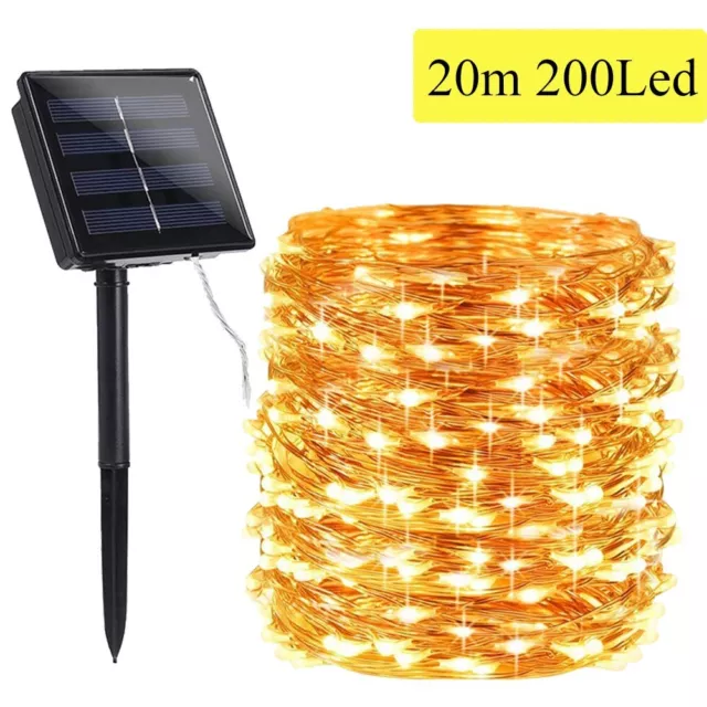 100/300 LED Solar Fairy String Light Copper Wire Outdoor Waterproof Garden Decor