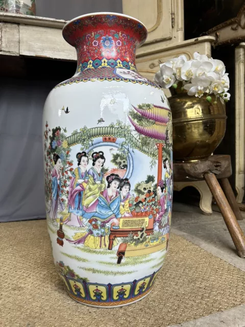 Chinese Baluster Porcelain vase China Flower Pot Large Oriental Painted Vase