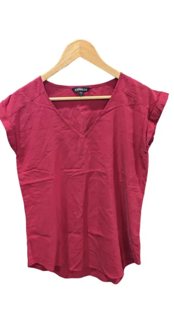 Express Womens Top Shirt Blouse Size Small Red Short Sleeve