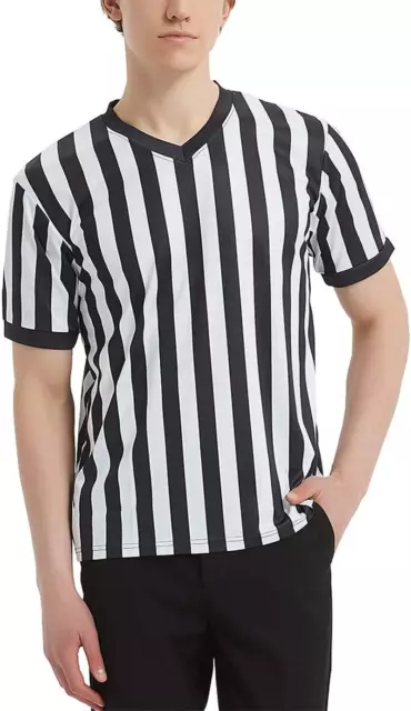 Sporting Goods Men'S Referee Shirt Official V-Neck Black & White Stripe Jersey