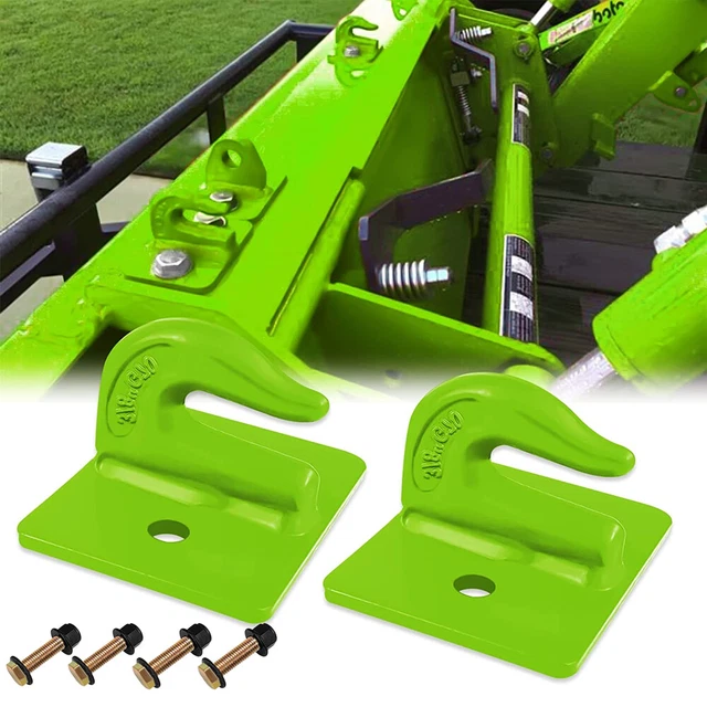 2x 3/8" Bolt On Grab Chain Hooks For Skid Steer Loader Tractor Bucket ATV Green