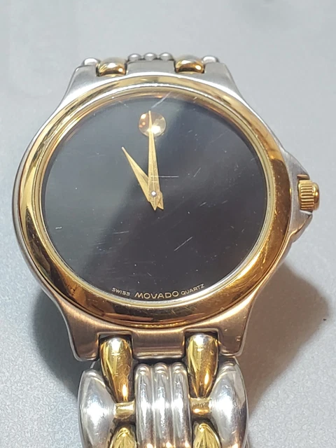 Movado Men's Museum Black Dial Two Tone Stainless Steel Band Watch 81-E4-9886
