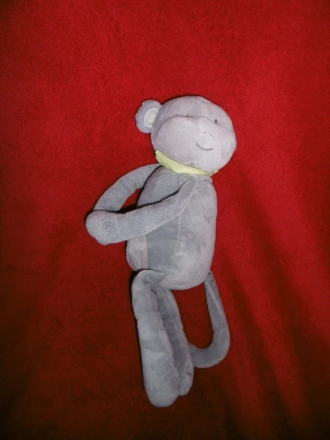 Peluche Doudou Singe Gris Bandana Vert Obaibi Okaidi  37 cm (sans couverture)