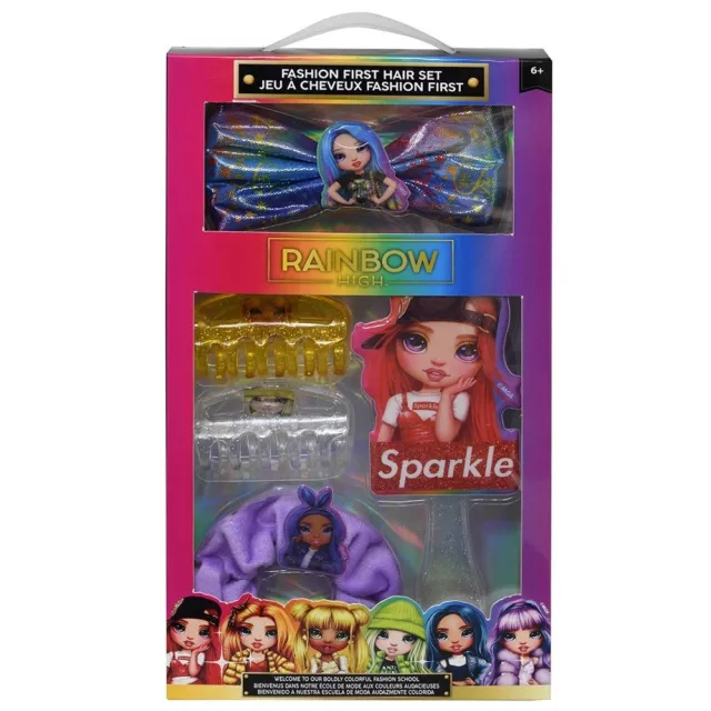 Juego de accesorios de pelo alto arco iris Townley Girl para niñas cambio de imagen - 5 piezas