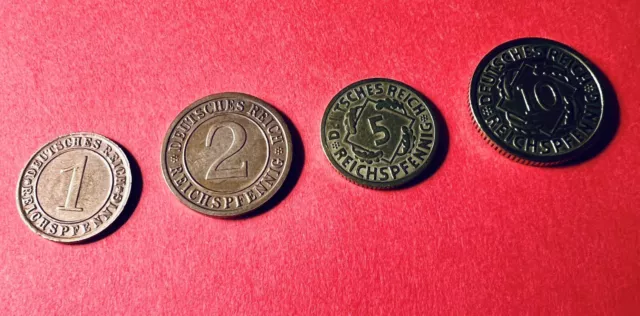 Konvolut 1, 2, 5, 10 Reichspfennig, Deutsches Reich