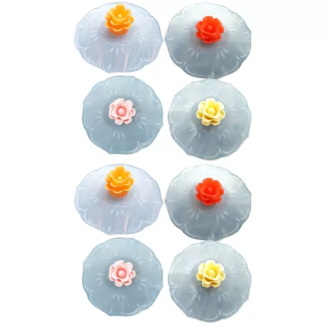 8 Pcs Seal Mug Cover Rose Coasters Silicone Cup Lids Drinks