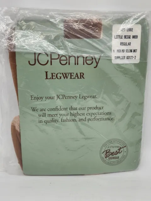 Vintage JCPenney Legwear Little Beige Average 4 Pair Knee Reg Stockings Nylons