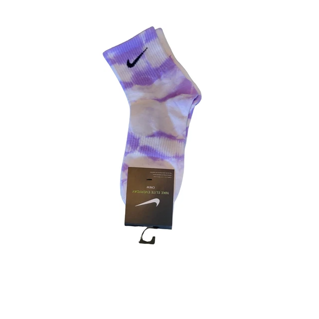 Nike Elite Everyday Crew Socks Tie Dye Purple Mens 6-10 Womens 4-10