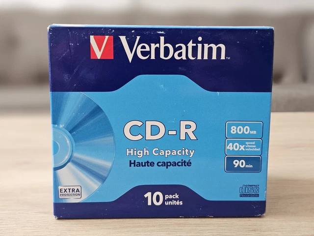 Verbatim 40x CD-R 800MB High Capacity 90 Minute CD-R - 10 Discs in Cases