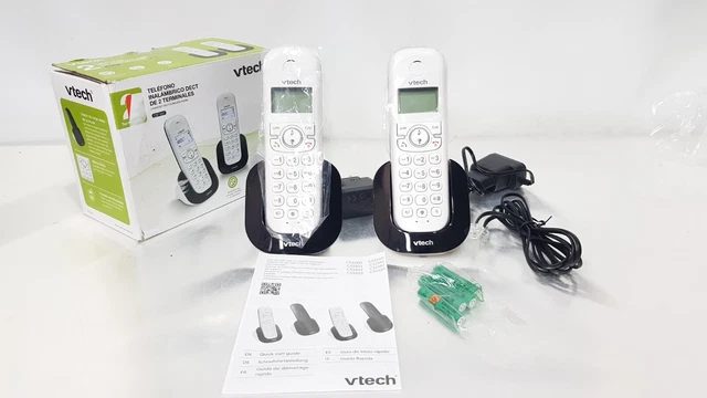 Telefono Inalambrico Casa - Teléfono Inalámbrico DECT De Dos Teléfonos Con Bloqueo De Llamadas, Identificación De Llamadas/Llamada Pendiente, Altavoz Manos Libres Vtech Cs1501 Telefono Fijo Sobremesa