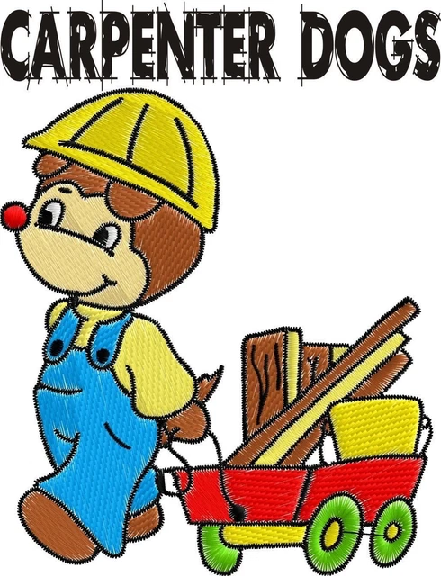 Juego de diseños de máquina de bordar perro carpintero construcción casa perro PES HUS JEF COSTURA