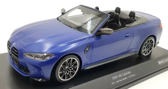 Minichamps 1/18 Scale Diecast 155 021030 - BMW M4 Cabrio 2021 - Matt Blue Met