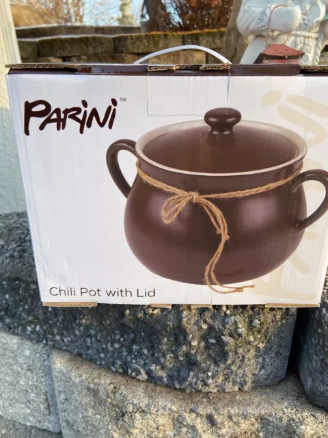  Parini Ceramic Chili Pot with Lid-Brown/Cream : Home & Kitchen