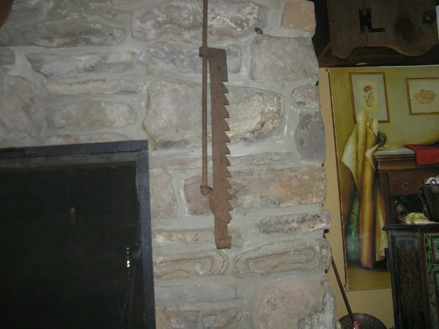 Primitive Antique Fireplace Sawtooth Trammel Hand Forged 18th Century