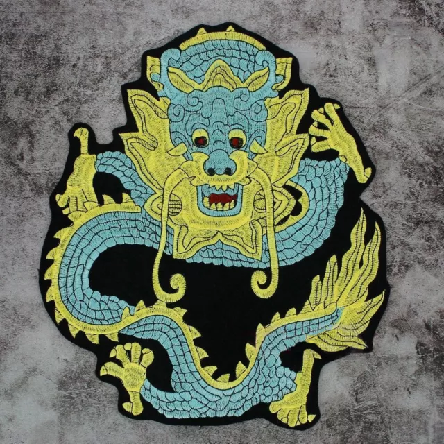 Large Chinese Imperial Dragon Iron On Patch Applique Embroidered DIY Jacket