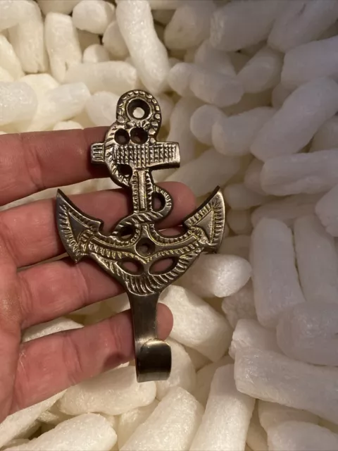 Anchor Navy Coat Hook Decor Patina Rustic Brass Seaman Boat Cabin Lake GIFT 2