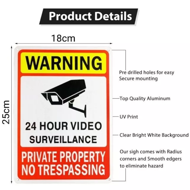 24HOUR VIDEO SURVEILLANCE Sign Safety Camera Usage Signs Warning Signs ...