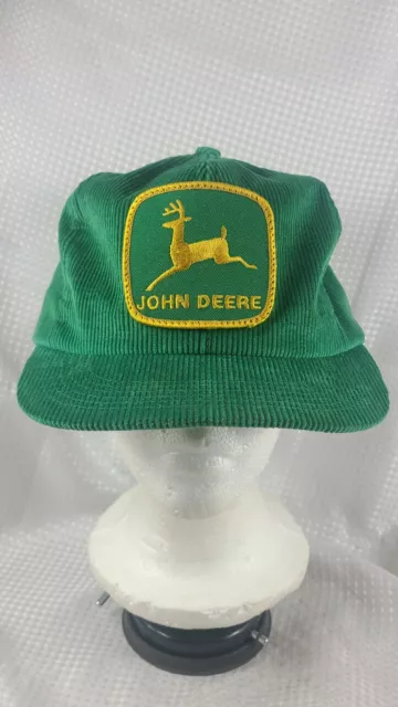 Vtg John Deere Patch Cap Corduroy Farm Louisville Snap Back Trucker Baseball Hat