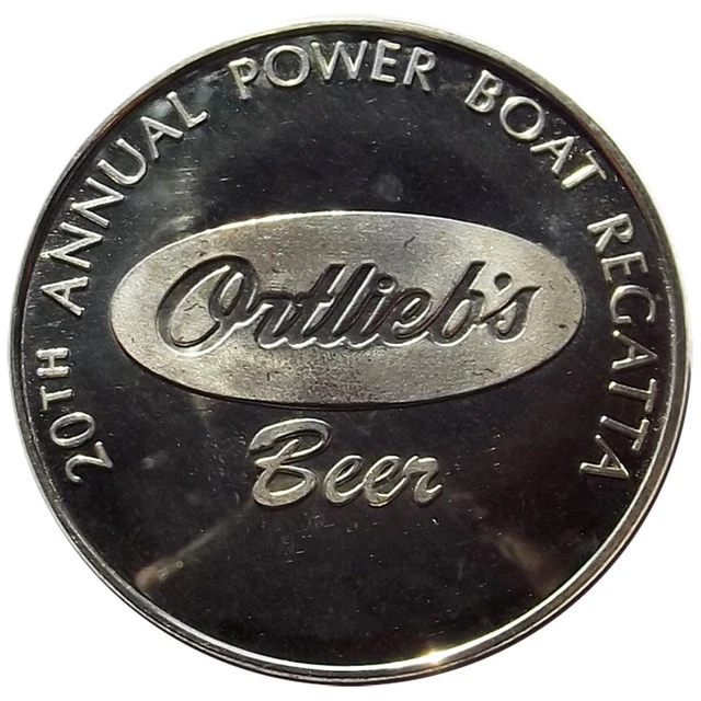 1973 Port Indian PA Bicentennial Medal, Sterling Silver - Ortlieb's Beer, Token