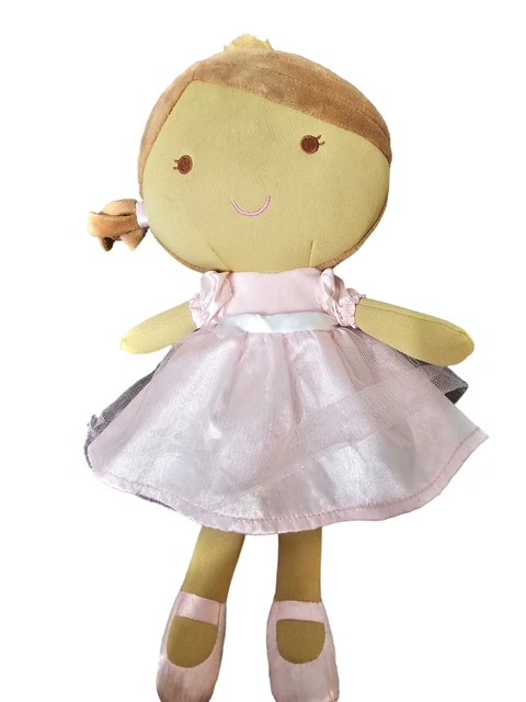 Carter's Ballerina Princess Plush Stuffed Doll Toy Pink Side Ponytail Brown Hair