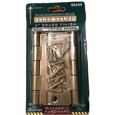 Tuff Stuff 86240 Polished Brass Plated 4" Non-Mortise Hinges With Screws 1 Pair
