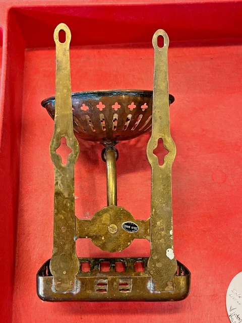 Vintage Bathroom Brass Soap Dish & Cup Holder Wall Mount W/Patina 2