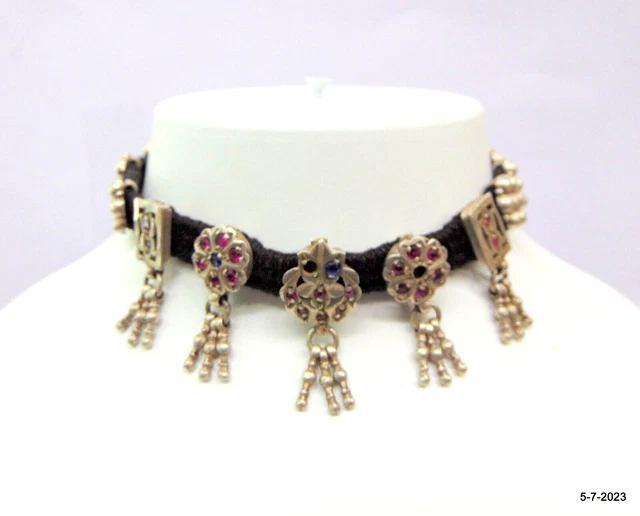 Vintage antike ethnische Stammes-alte Silberperlen Halskette Halsband...