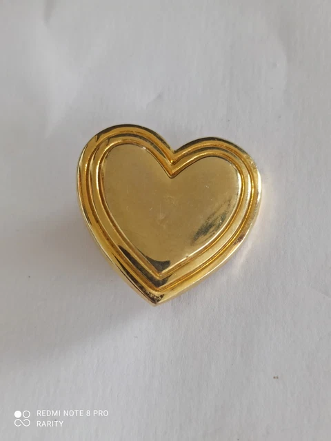 Sublime Broche coeur vintage Marque Auriège Métal Doré Mat et bri