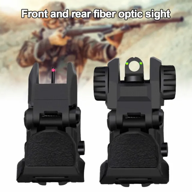 Flip-up Front&Rear Sights Polymer Fiber Optics Iron Rifle Airsoft Scope