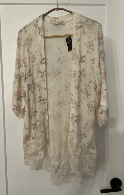 Girls’ NWT Abercrombie Kids Cotton Lace Floral Open Cardigan Duster Size S/M