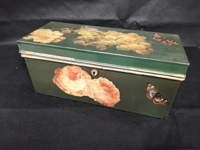 Caja de almacenamiento de escrituras de lata A.W Gamage Ltd Holborn London sobrepintada