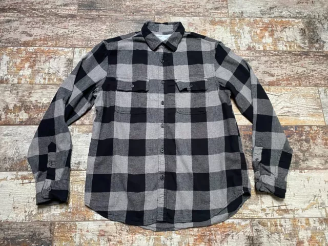 OLD NAVY Men's Grey Checked Flannel Cotton Long Sleeve Shirts Size M 2