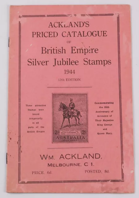 Australia Ackland's Priced Catalogue of British Empire KGV Silver Jubilee Stamps
