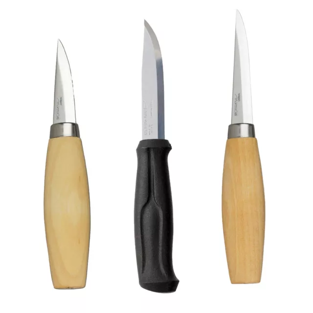 Set 3 Coltelli Morakniv  Da Intaglio Legno  120 / 106 / 510 Carbon Wood Knives