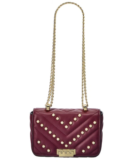 Zac Posen Soft Earthette Pearl Lady Mini Chain Leather Shoulder Bag Women's Red
