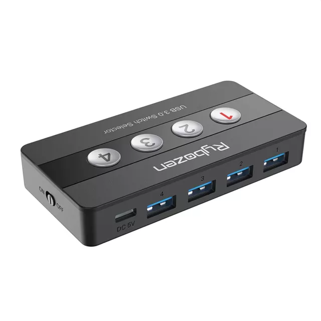 4 Ports USB 3.0 Switch für 4 PCs, 4 In 4 Out Umschalter mit 4 USB 3.0 Kabel 2