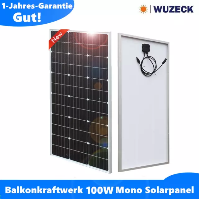 100W Monokristallin Solarmodul Kit Photovoltaik PV 12V Mono Solarpanel 100 Watt