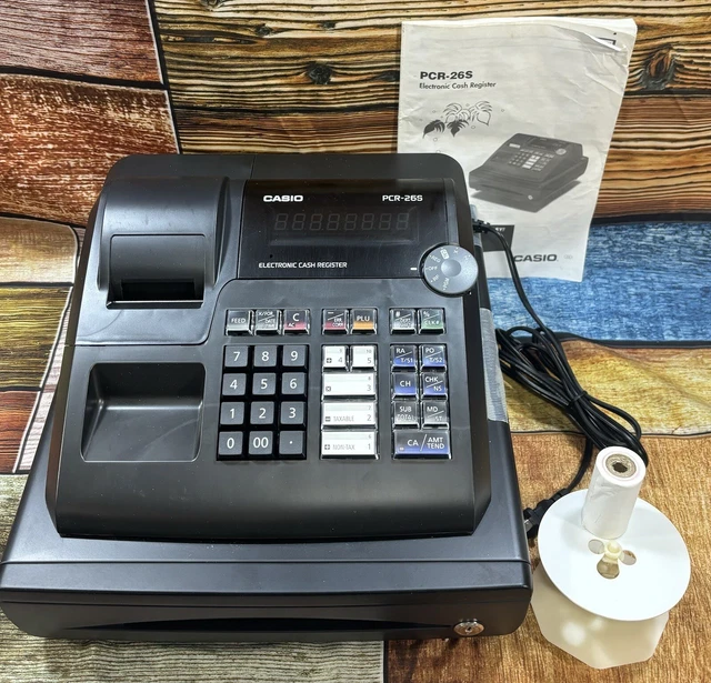 Black Casio PCR-265 Electronic Cash Register NO KEYS| WORKS