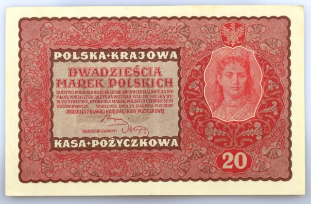 Banknote Poland 20 Marek Polska Krajowa Kasa 1919