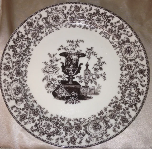 Two's Company Brown Transferware Toile  Decorative Plate 9 1/2" Brown Floral Urn